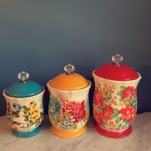 Set of 3 Floral Pioneer Woman Canisters